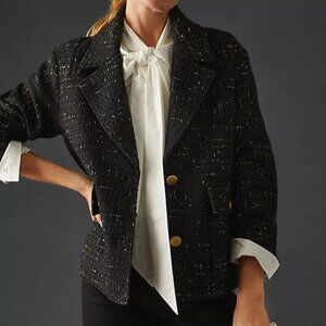 Elegant Black Tweed Women's Jacket